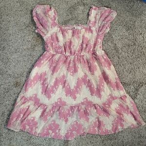 Torrid Pink and Cream Floral Ruffle Babydoll Dress